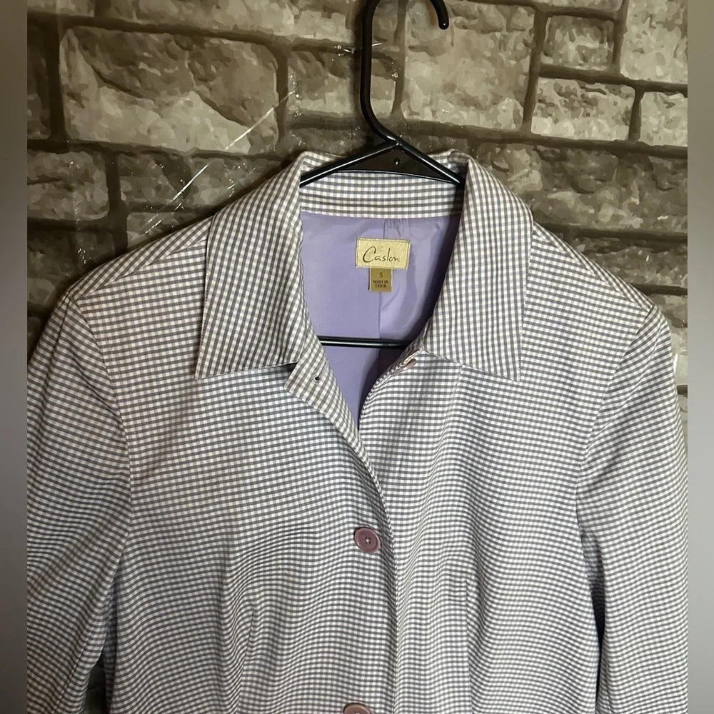 Caslon Plaid Long Rain Coat Size Small